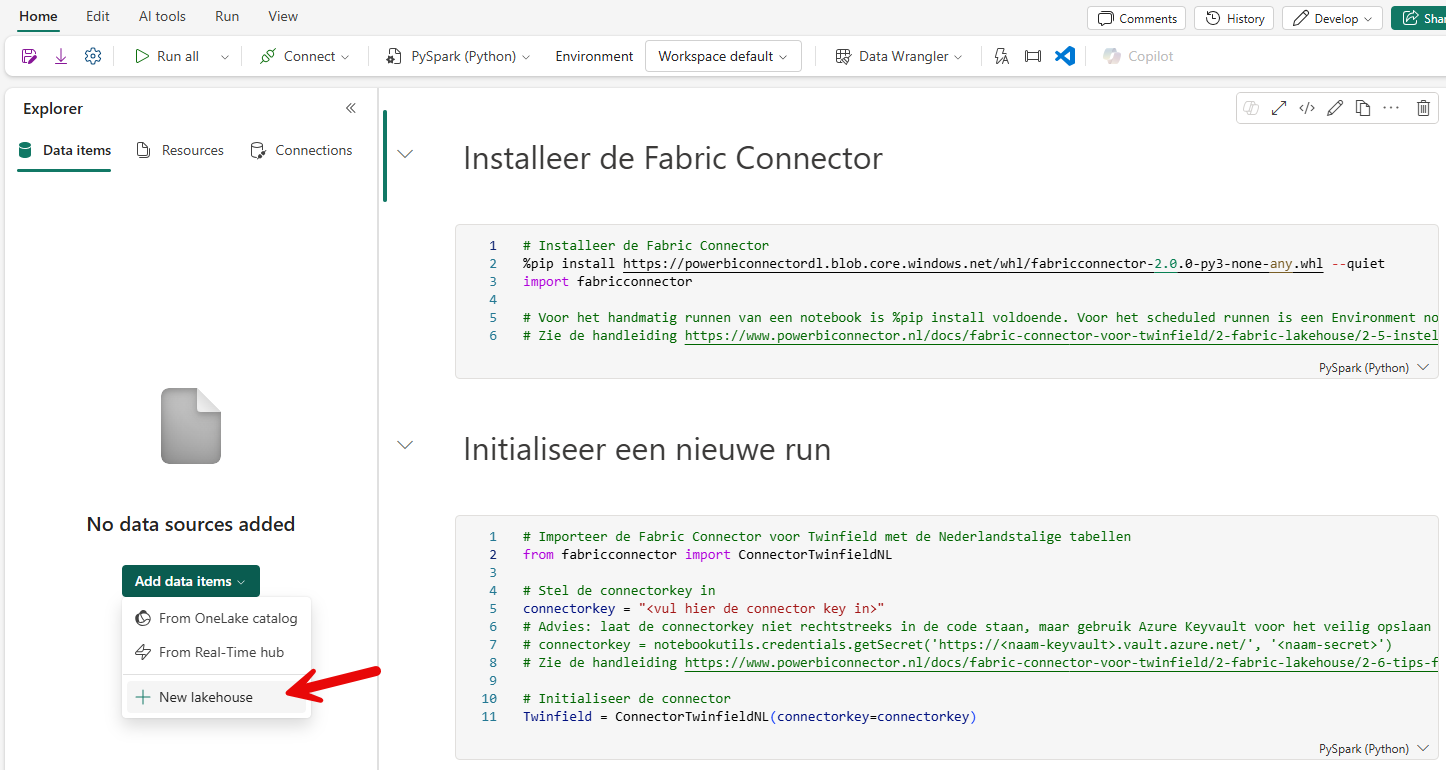 2.1 Inrichten notebook - Power BI Connector